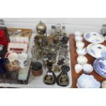 A collection of metal ware to include cruet stand,