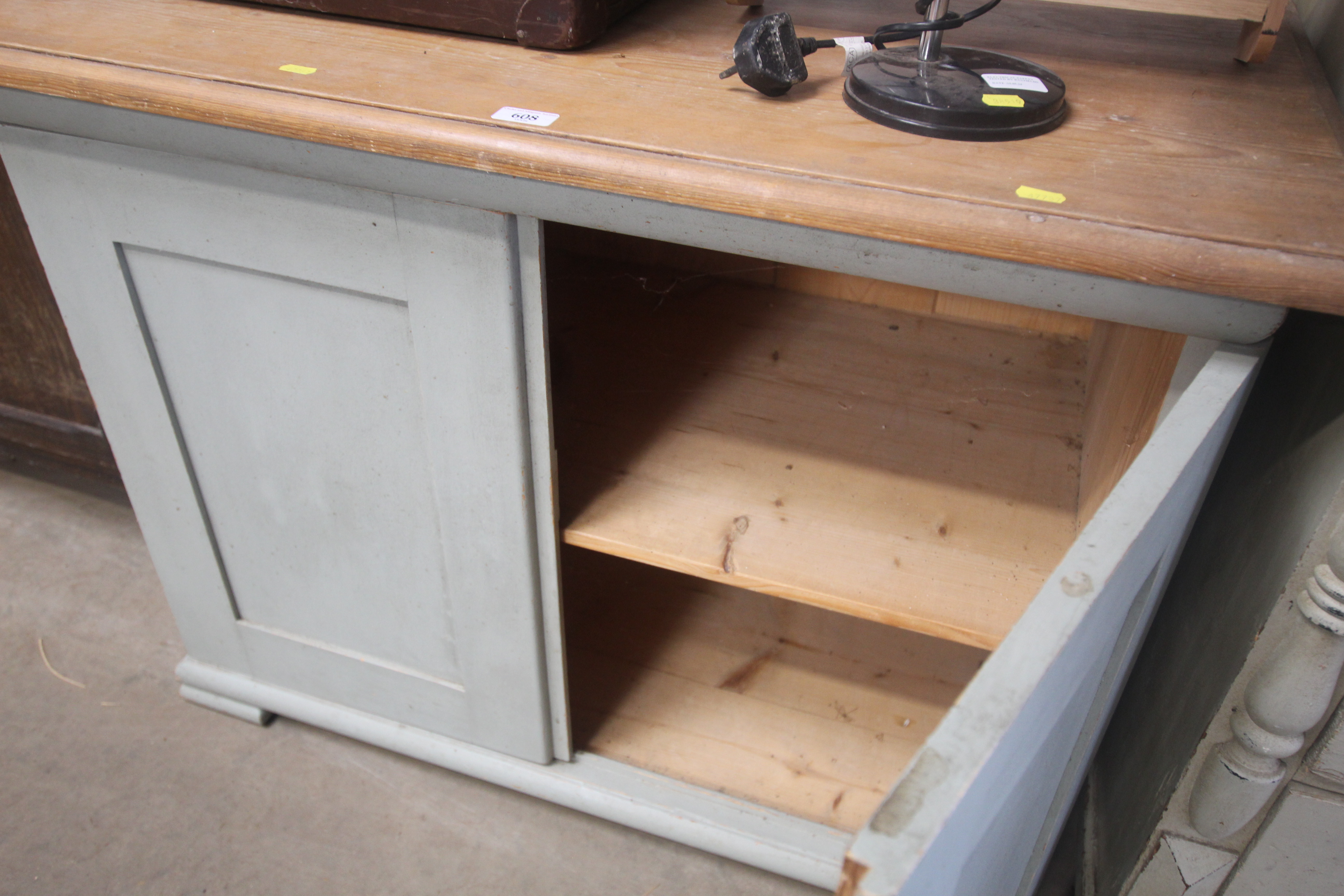 A part painted pine side cupboard - Image 2 of 2