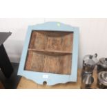 A part painted pine corner wall shelf