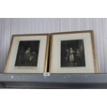 Two gilt framed black and white French prints