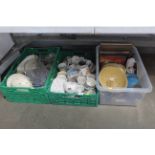 Three boxes containing various glass and china; Ro