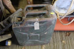 A metal 20L jerry can dated W D 1952