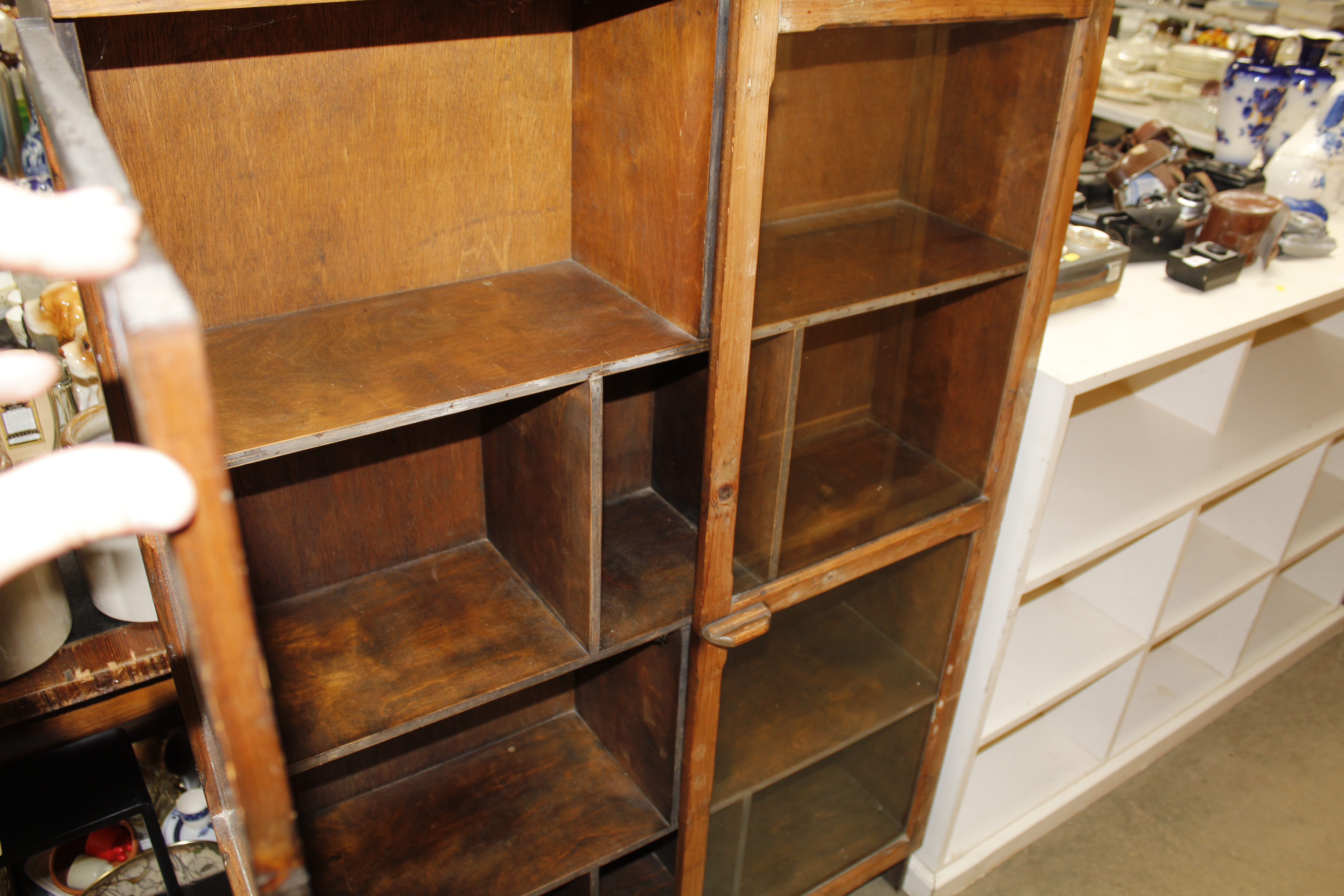 A stained pine and glazed cabinet - Image 2 of 2