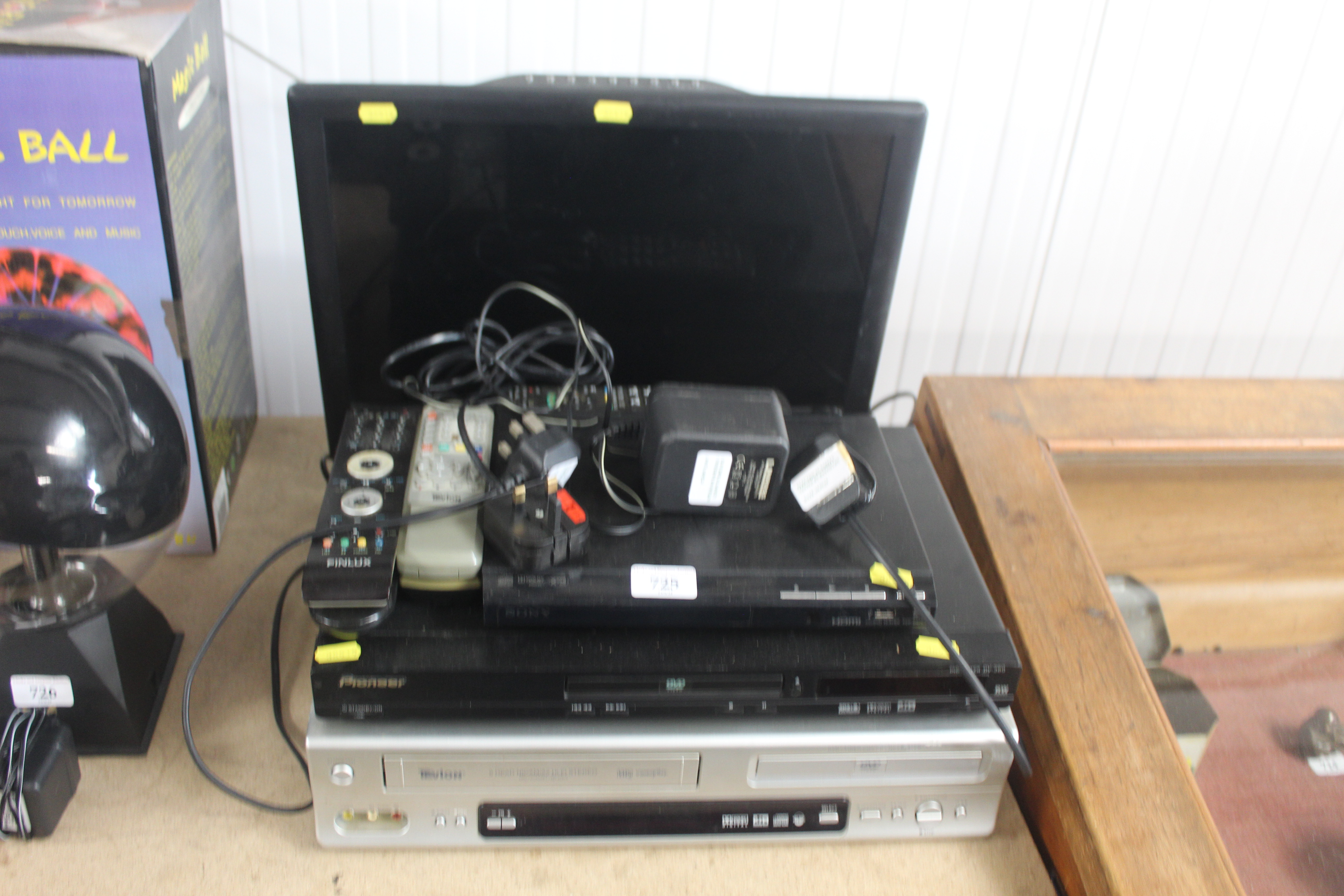 A Tevion television, a Sony DVD player, a Pioneer