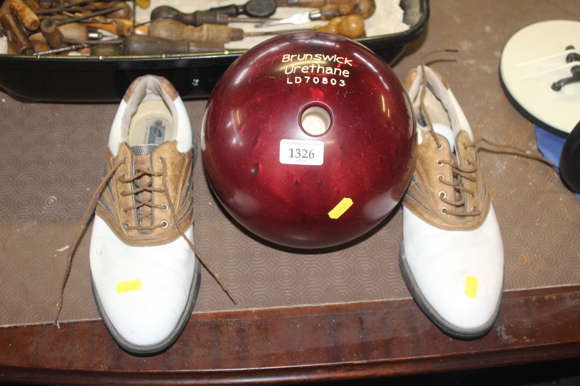 A Brunswick Urethane "Twister" bowling ball (Size