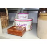 An inlaid musical trinket box and two vintage Qual