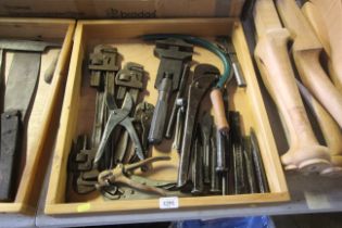 A quantity of various tools including adjustable p