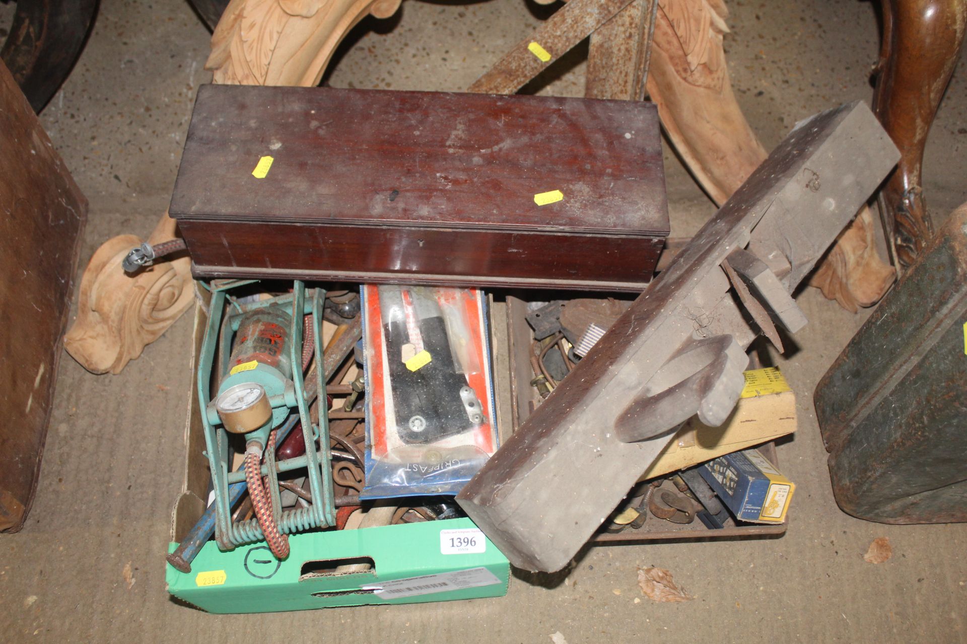 A quantity of various tools to include a wooden sm