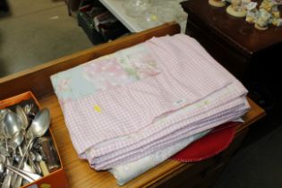 A patchwork throw and large Christmas stocking