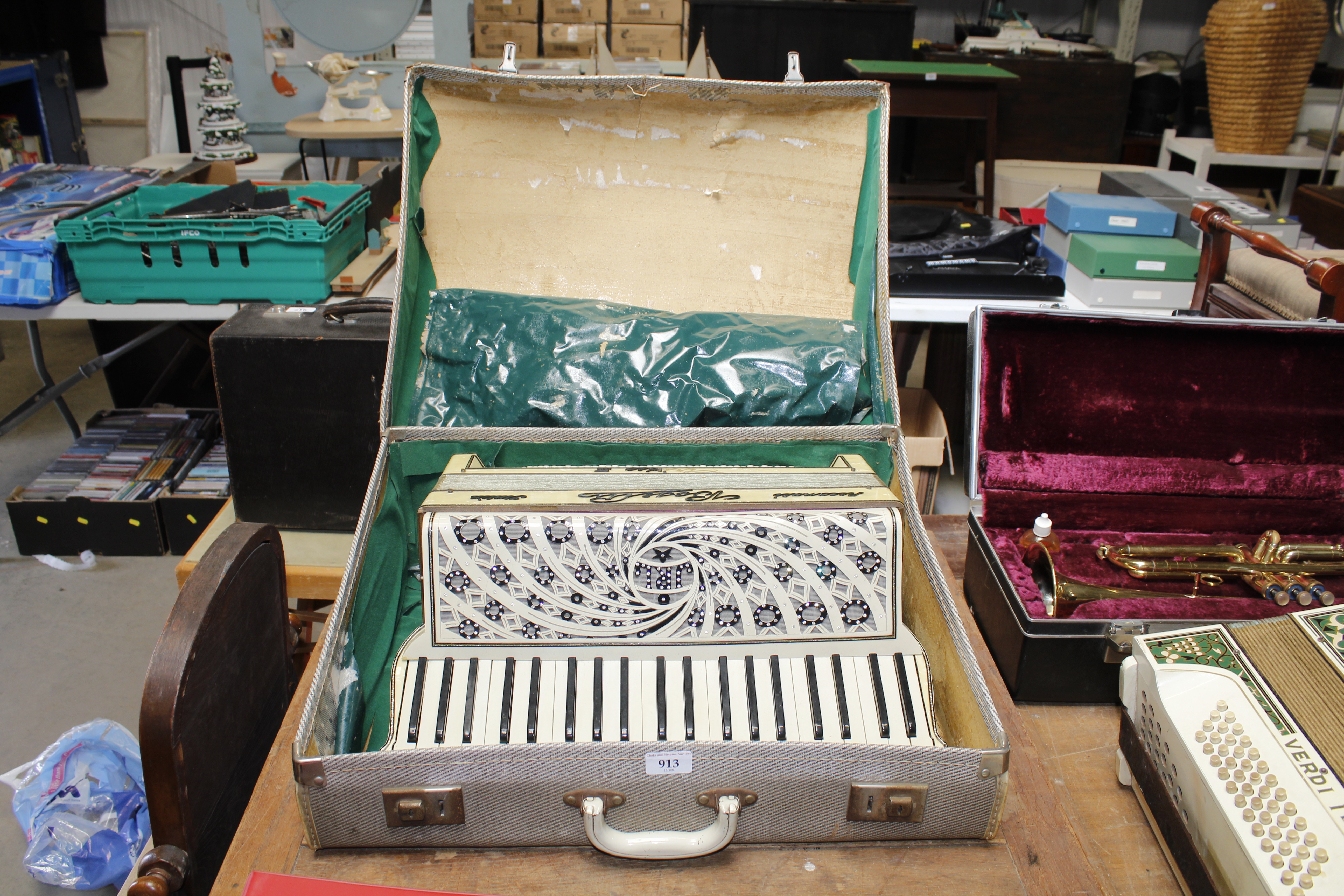 An Italian piano accordion in a case