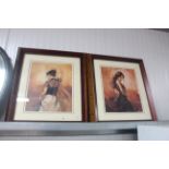 A pair of prints depicting female dancers