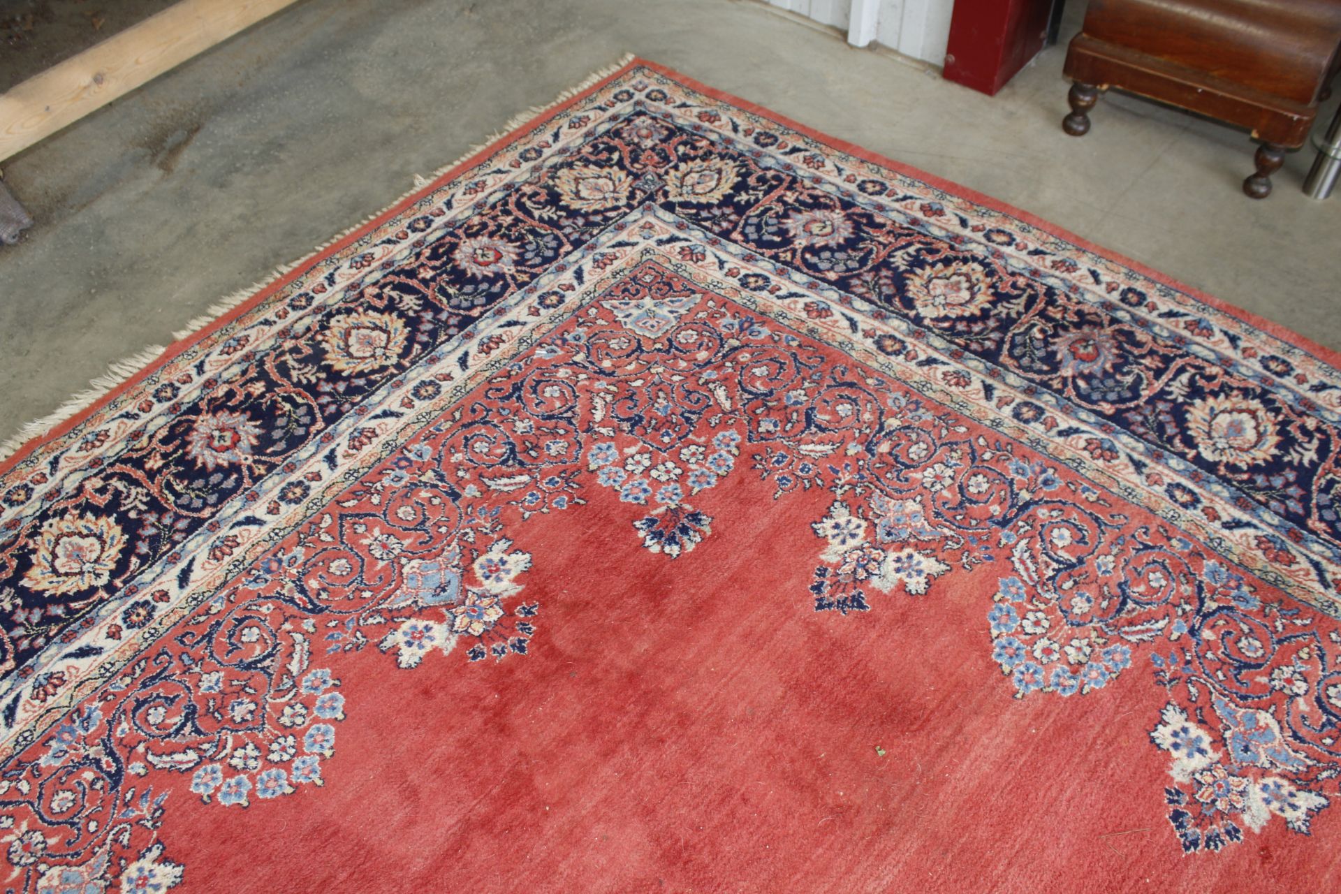 An approx. 12'9" x 9'8" red patterned rug AF - Image 3 of 10