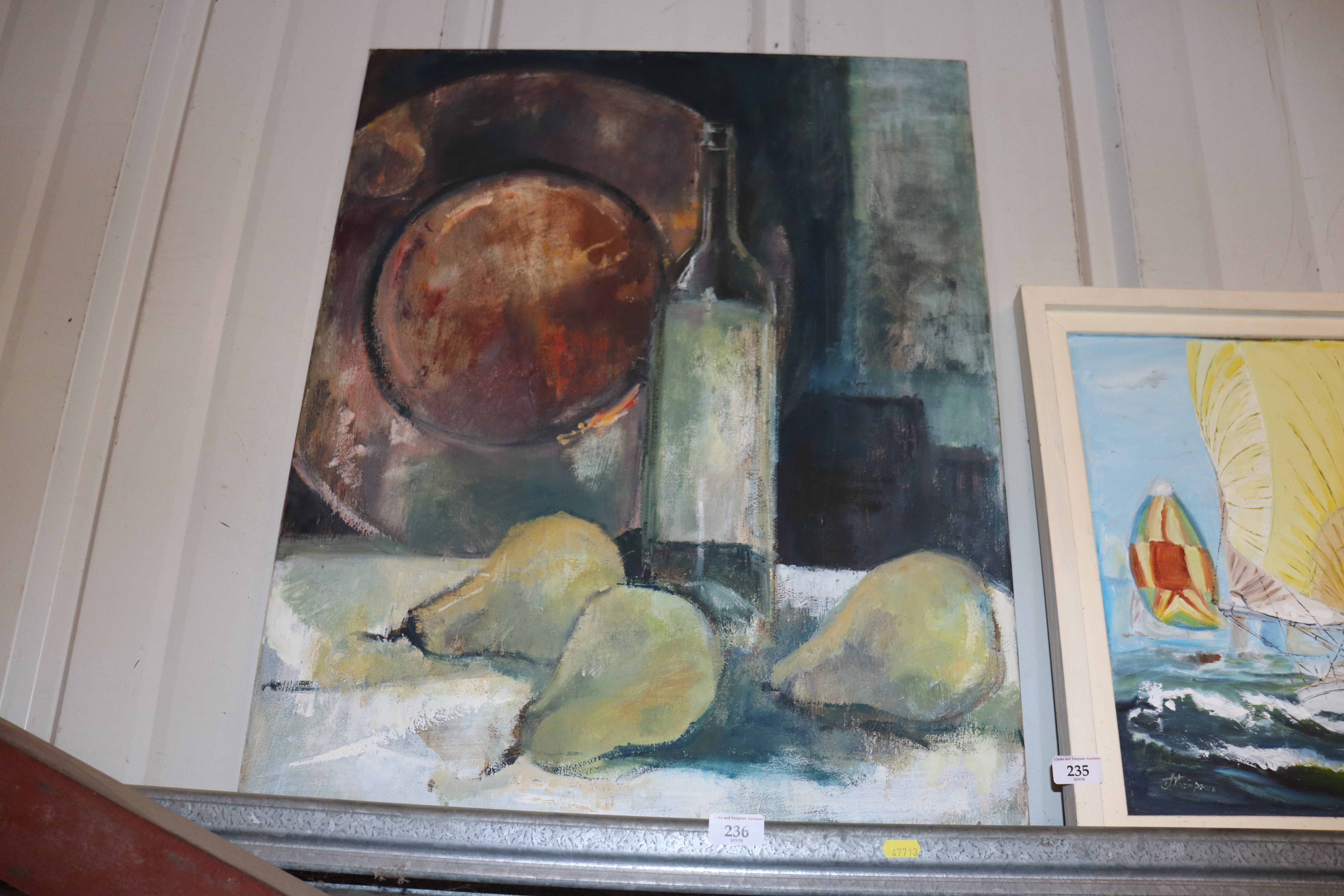 A still life study of canvas, signed to bottom rig
