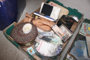 A box of miscellaneous items including trinket box