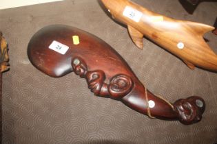 A Màori carved hardwood Wahaika