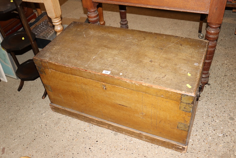 A metal bound pine blanket box