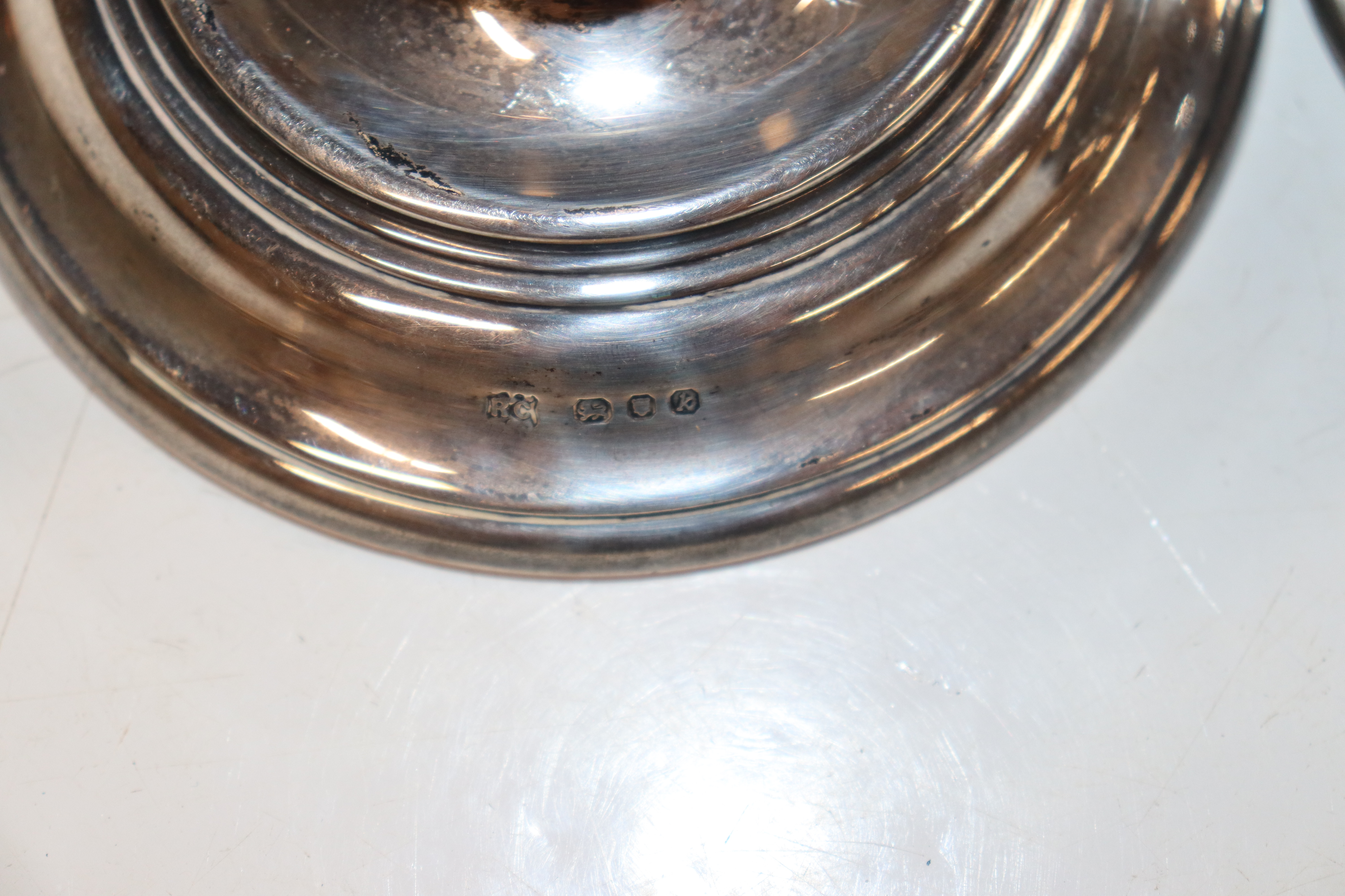 A pair of silver candlesticks with weighted bases - Image 2 of 5