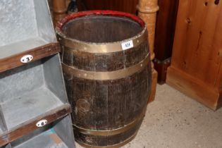 An oak and coopered barrel