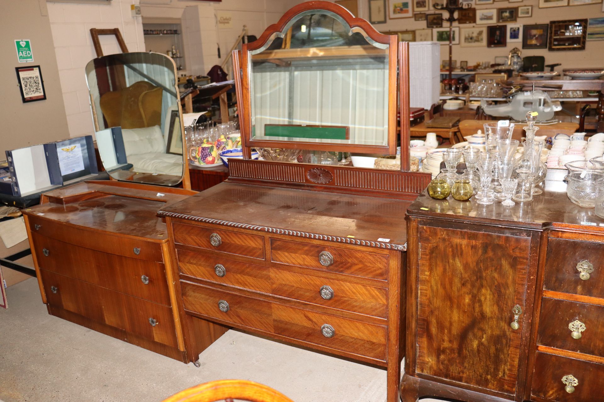 A mahogany dressing chest fitted two short over tw