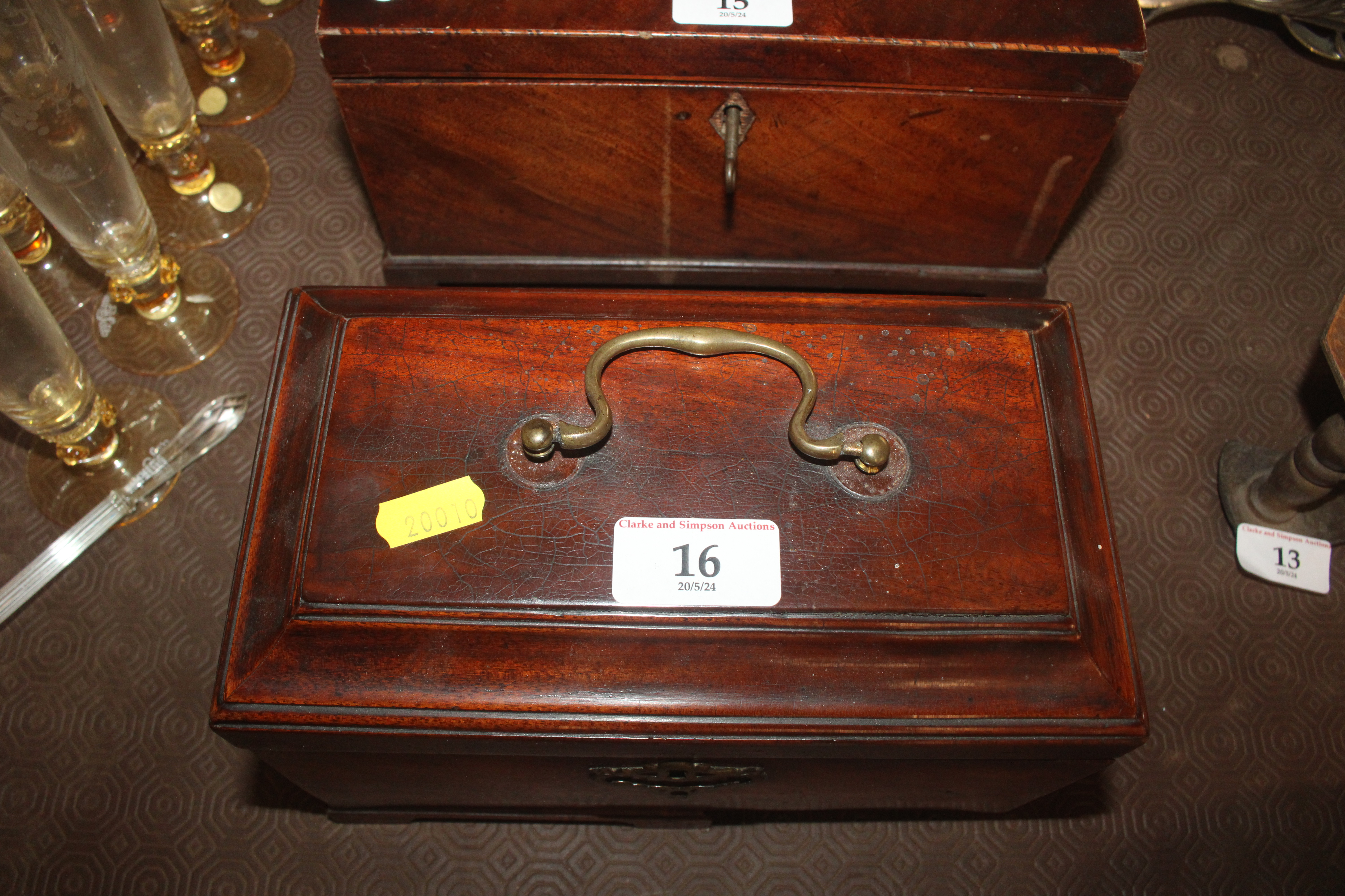 A George III mahogany tea caddy with secret compar - Image 2 of 14