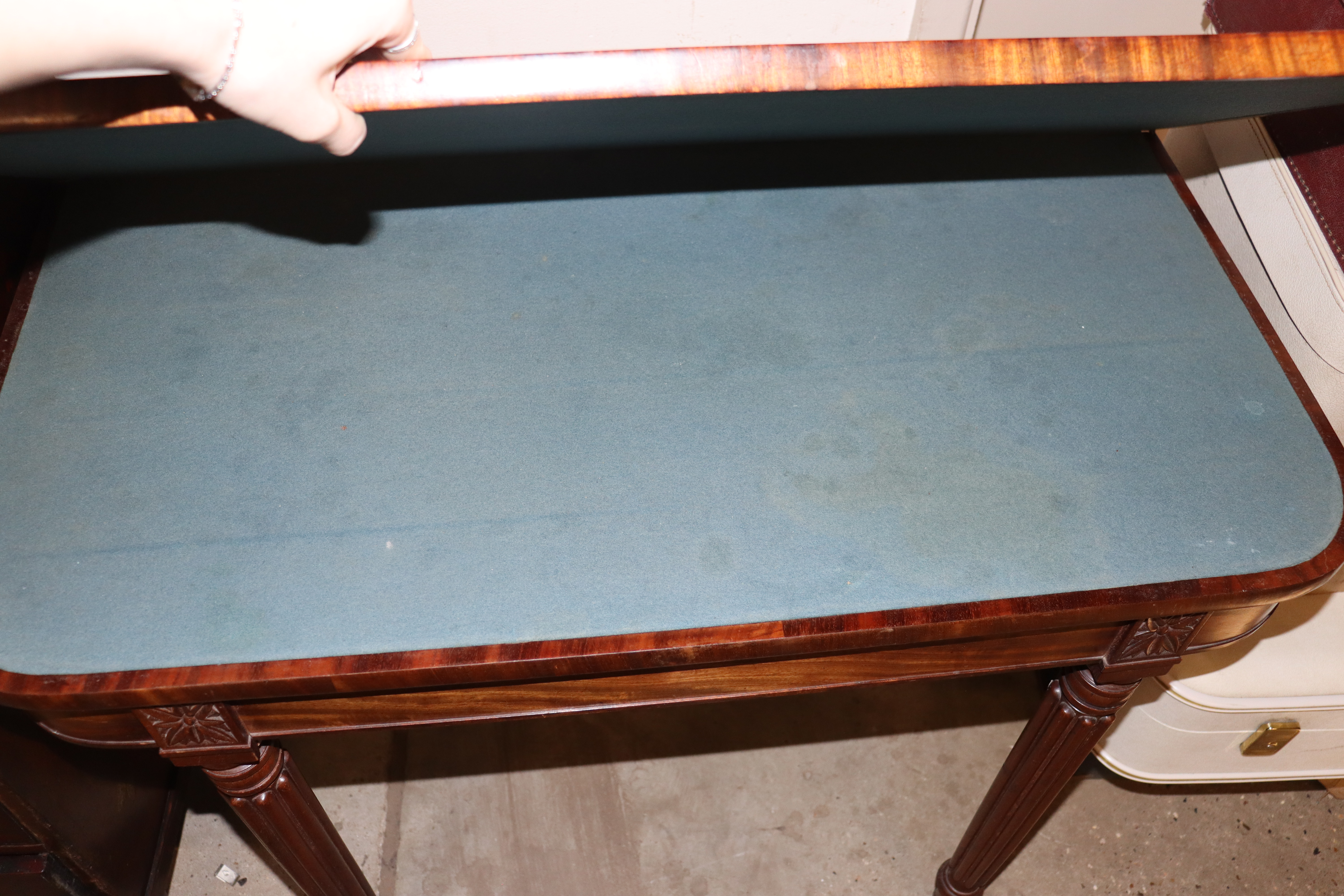 A 19th Century fold over card table raised on flut - Image 2 of 2