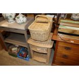 A wicker bedside table fitted single drawer; and a