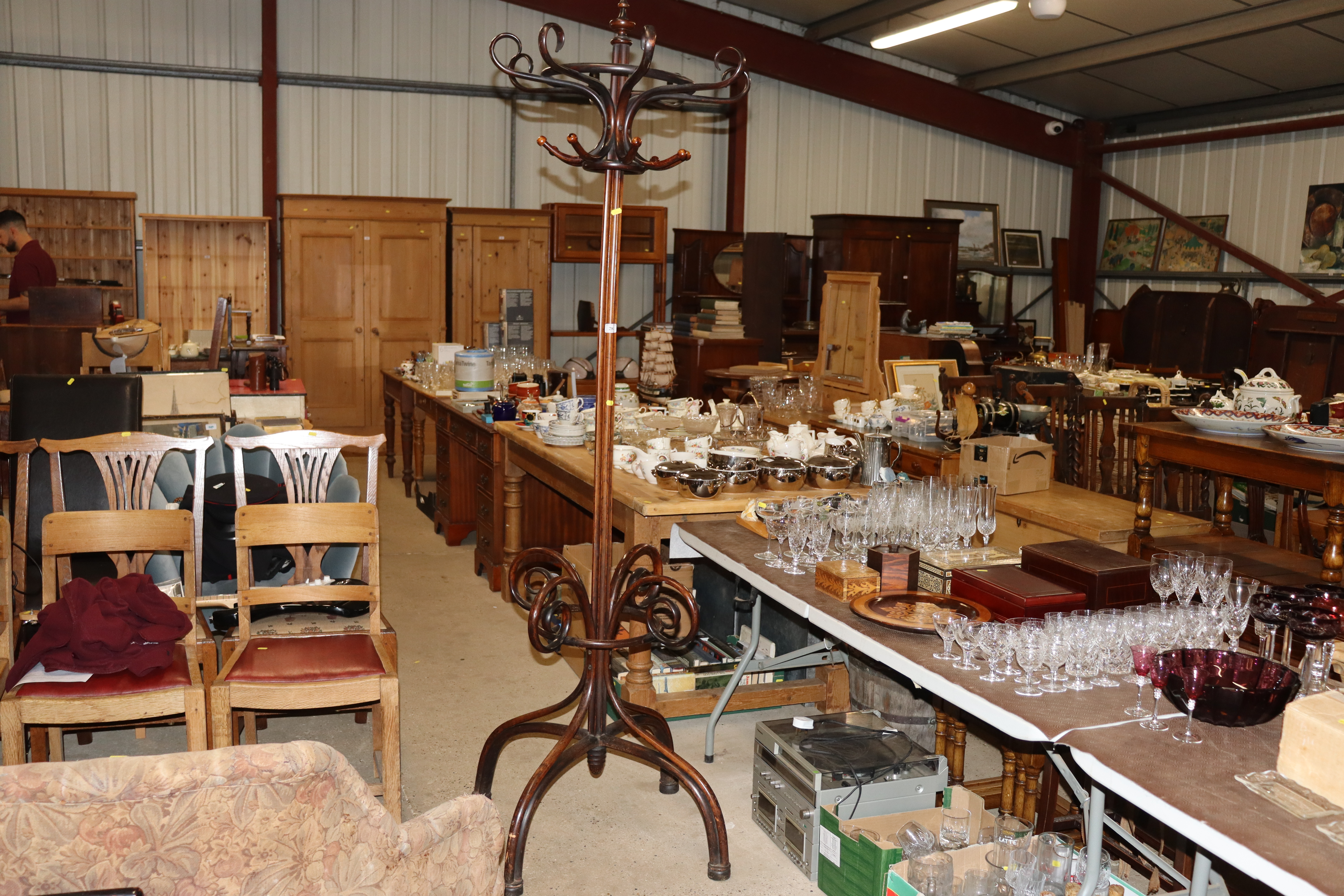 A Thonet type bentwood hat and coat stand