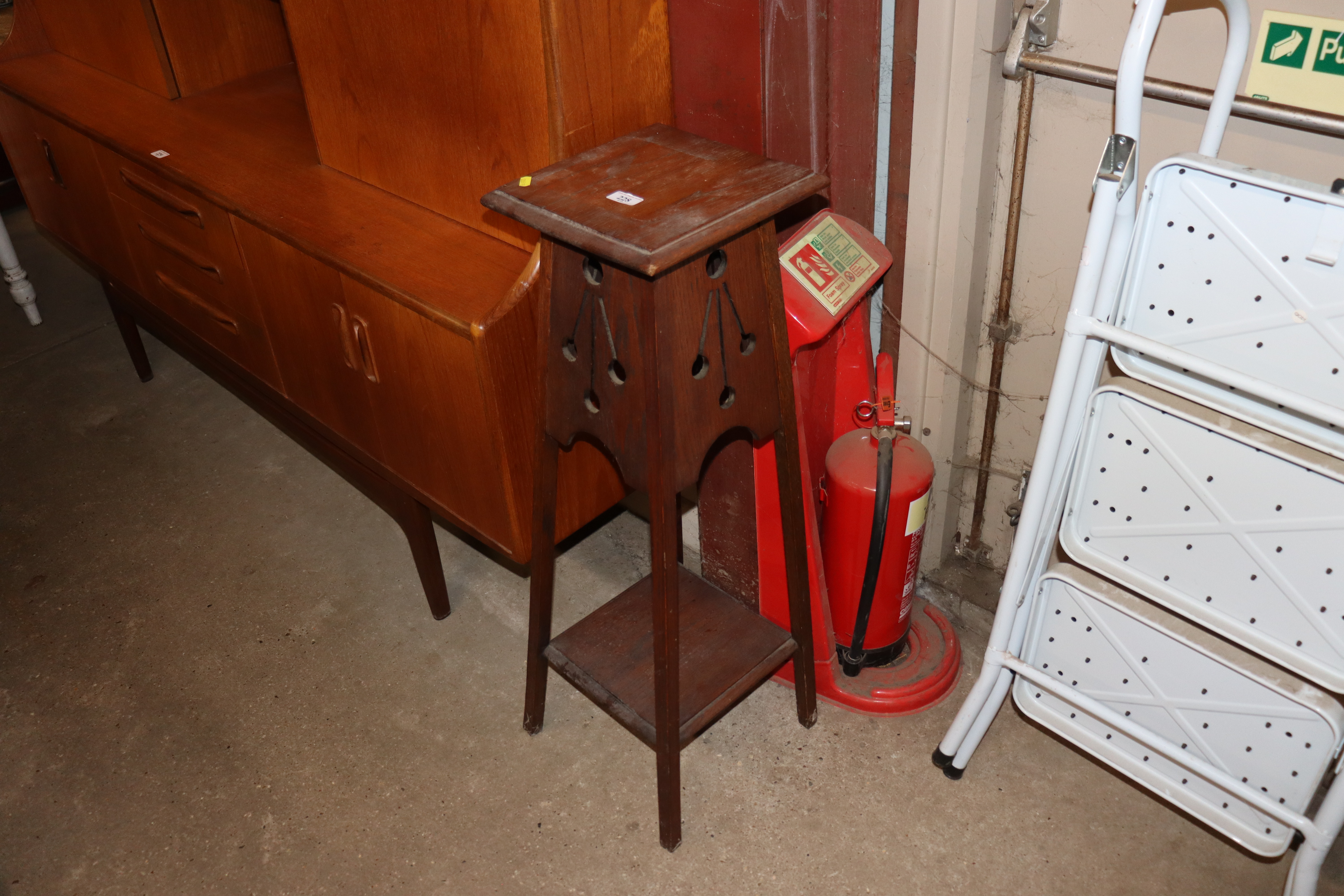 An oak plant stand