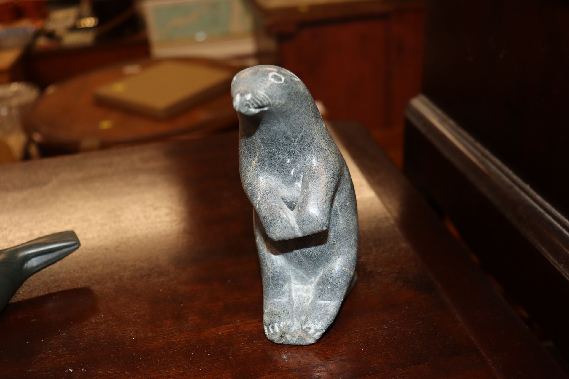 Two carvings depicting seals signed to base Nowya; - Image 5 of 6