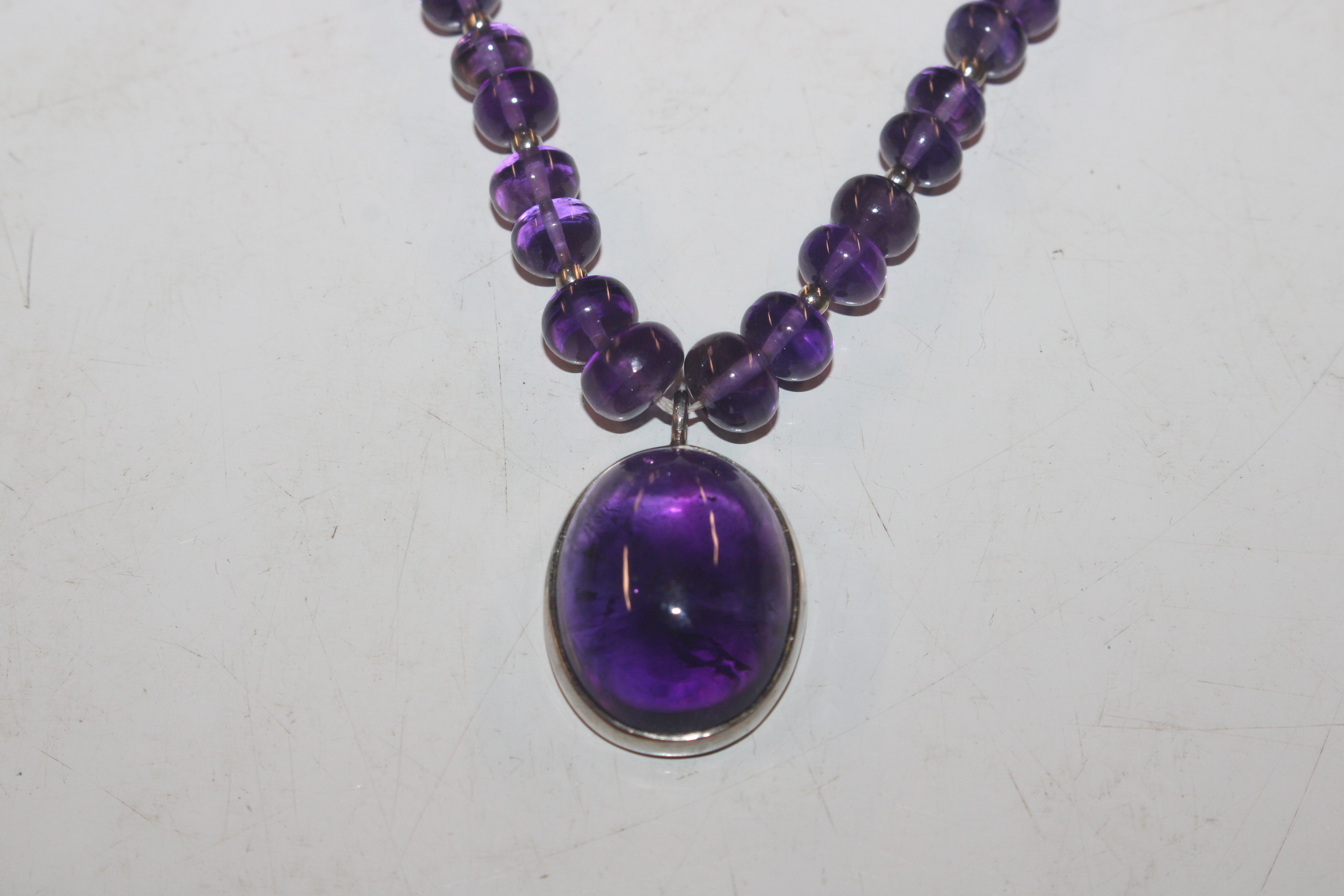 A Sterling silver amethyst set necklace and ear-ri - Image 2 of 8
