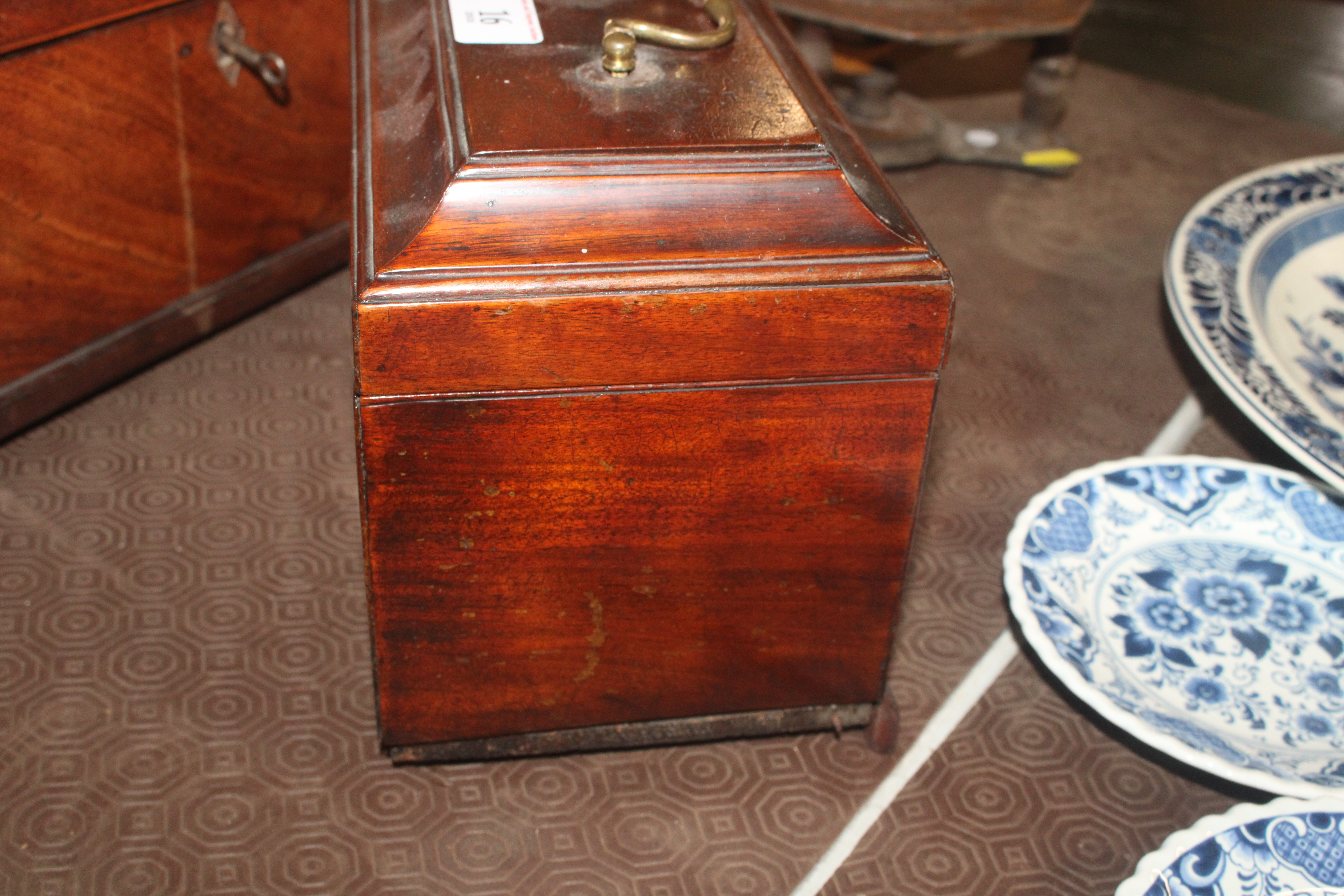 A George III mahogany tea caddy with secret compar - Image 8 of 14