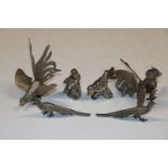 A collection of silver plated bird ornaments