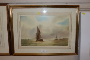 John Snelling, watercolour "Barge On The Pier"