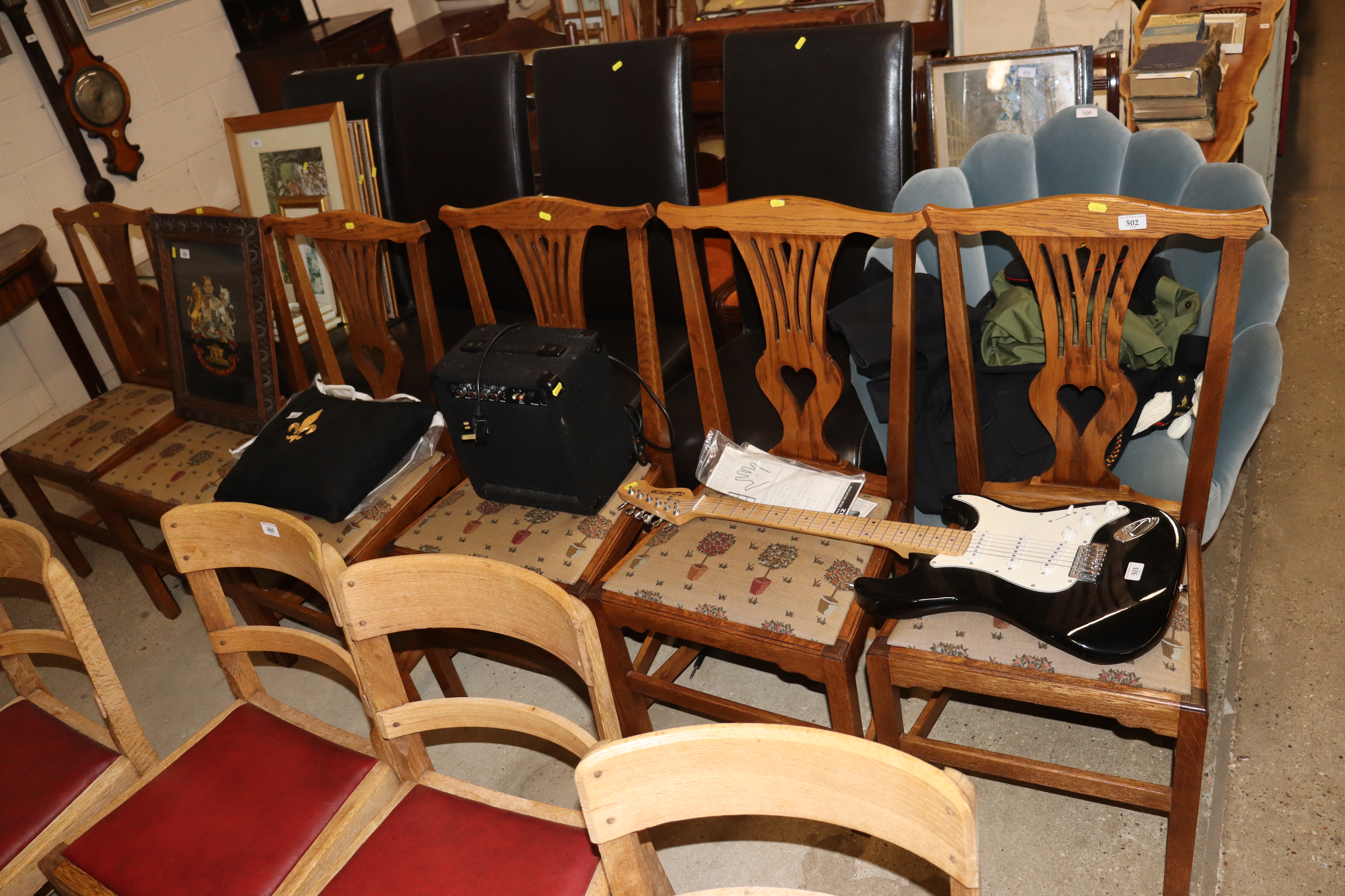 A set of six good quality dining chairs with uphol