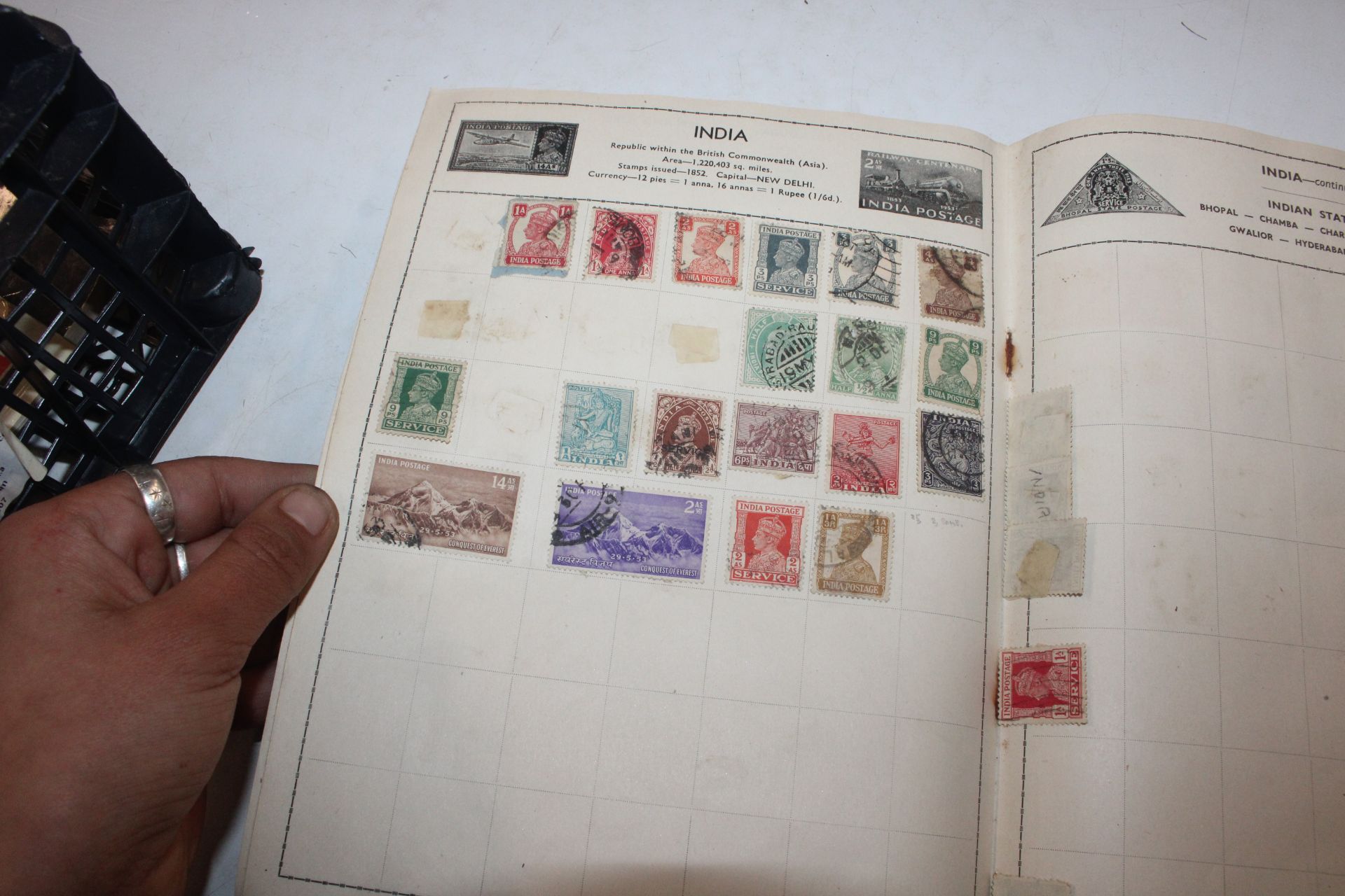 A box containing stamp album, various loose stamps - Image 16 of 26