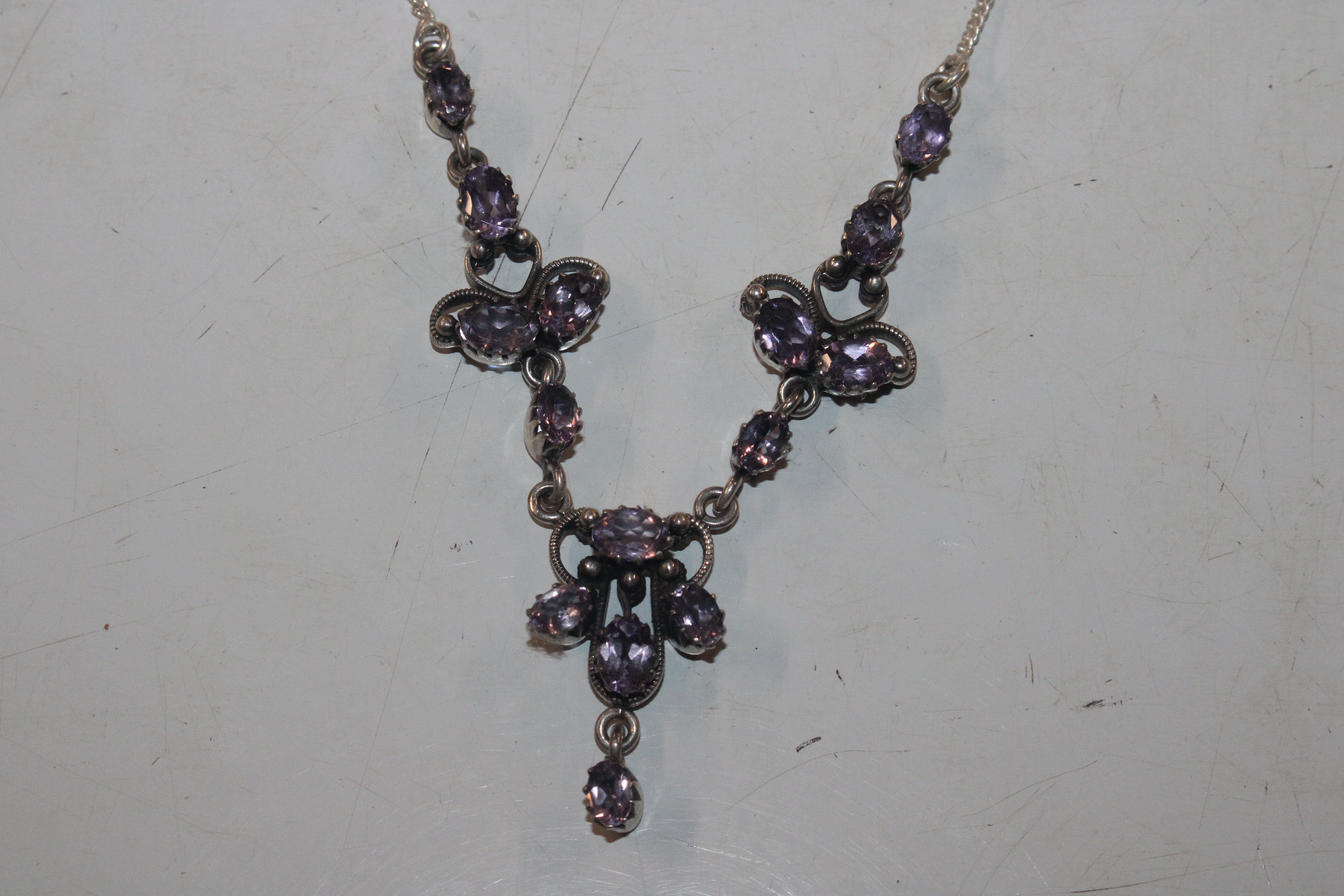 A box containing amethyst set necklace and pair of - Image 16 of 19