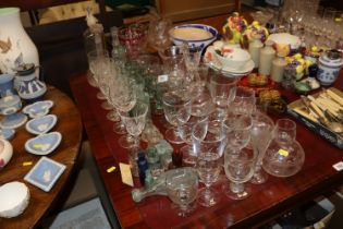 A large quantity of table glassware and vintage gl