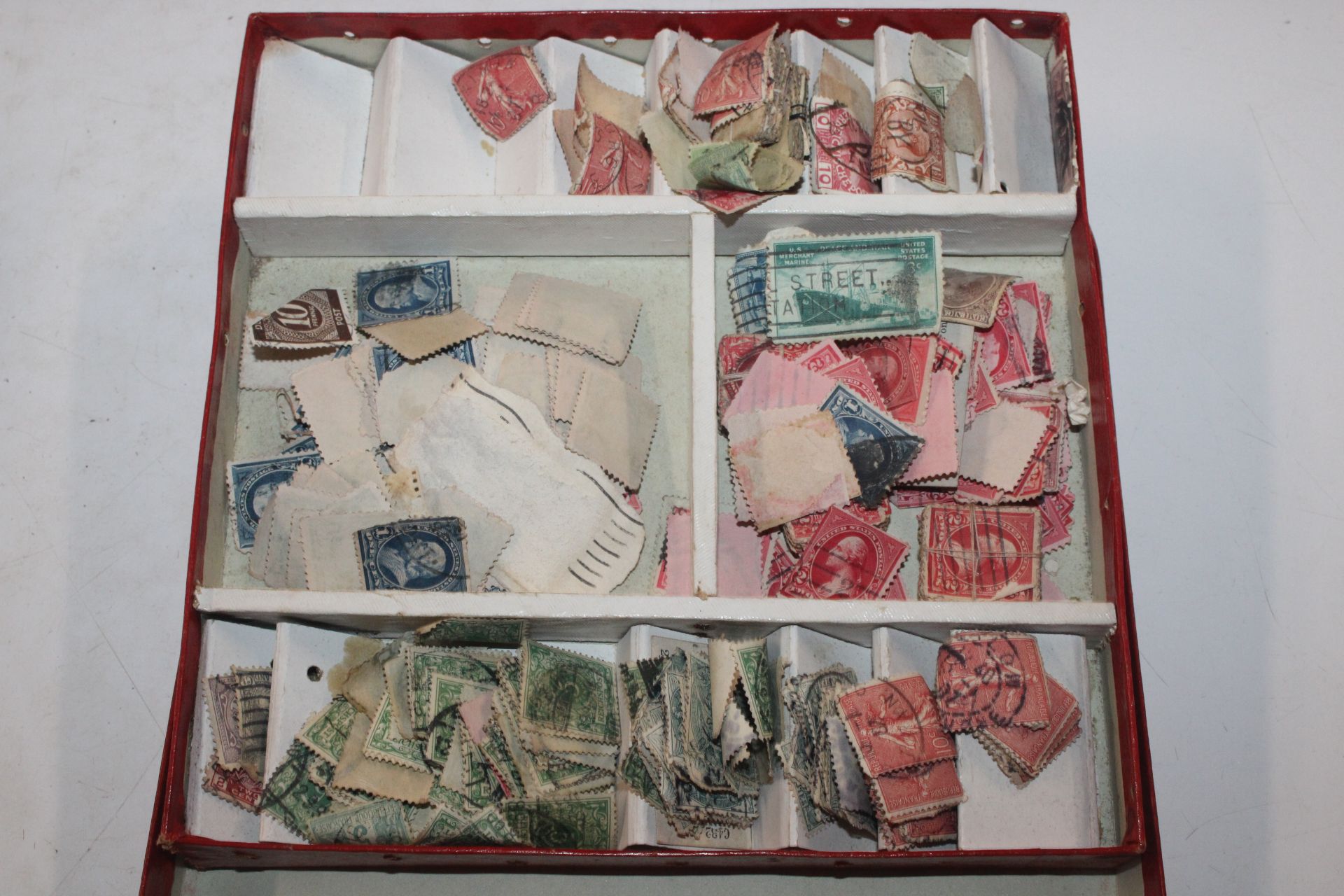 A box containing stamp album, various loose stamps - Image 25 of 26
