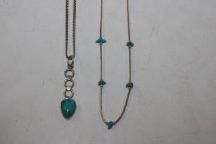 Two Sterling silver and turquoise American Indian