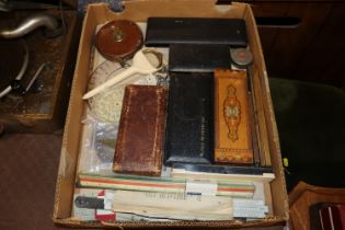 A tray of assorted measuring items etc. to include