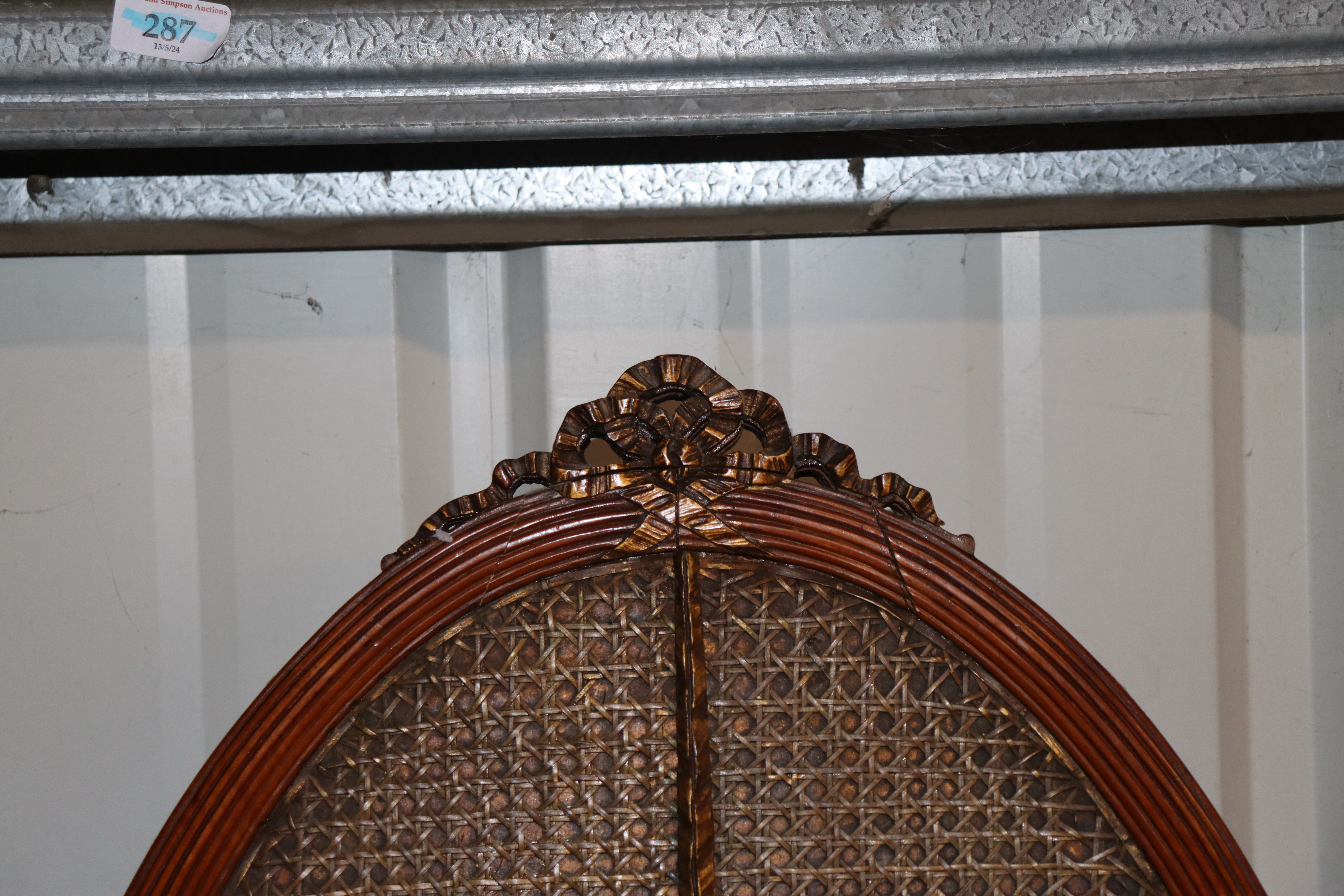 A French walnut bedstead with wicker panel and app - Image 4 of 6