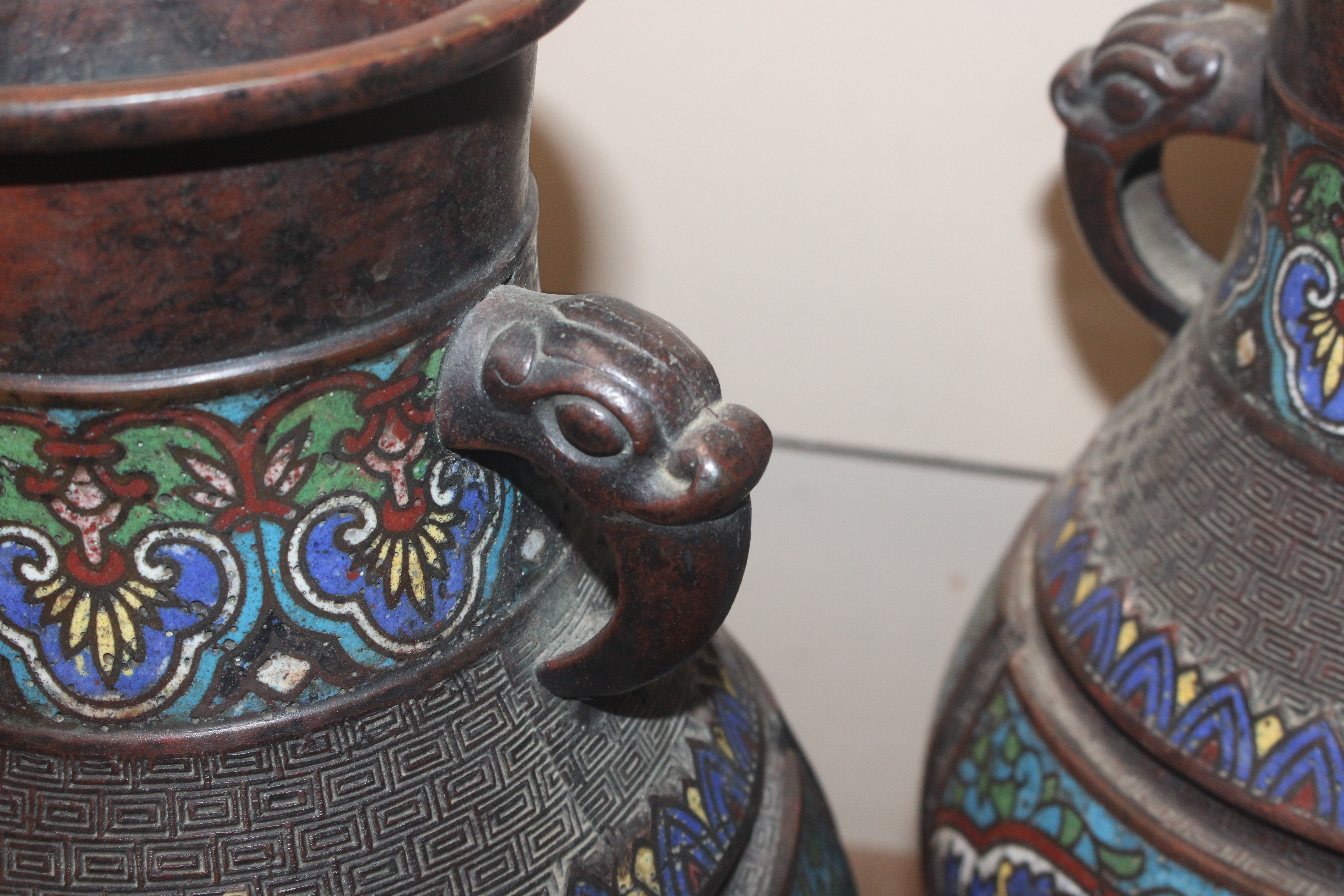 A pair of 19th Century Chinese bronze and cloisonn - Image 8 of 19