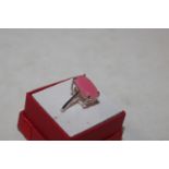 A Sterling silver and Rhodochrosite ring, ring siz