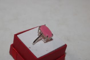 A Sterling silver and Rhodochrosite ring, ring siz