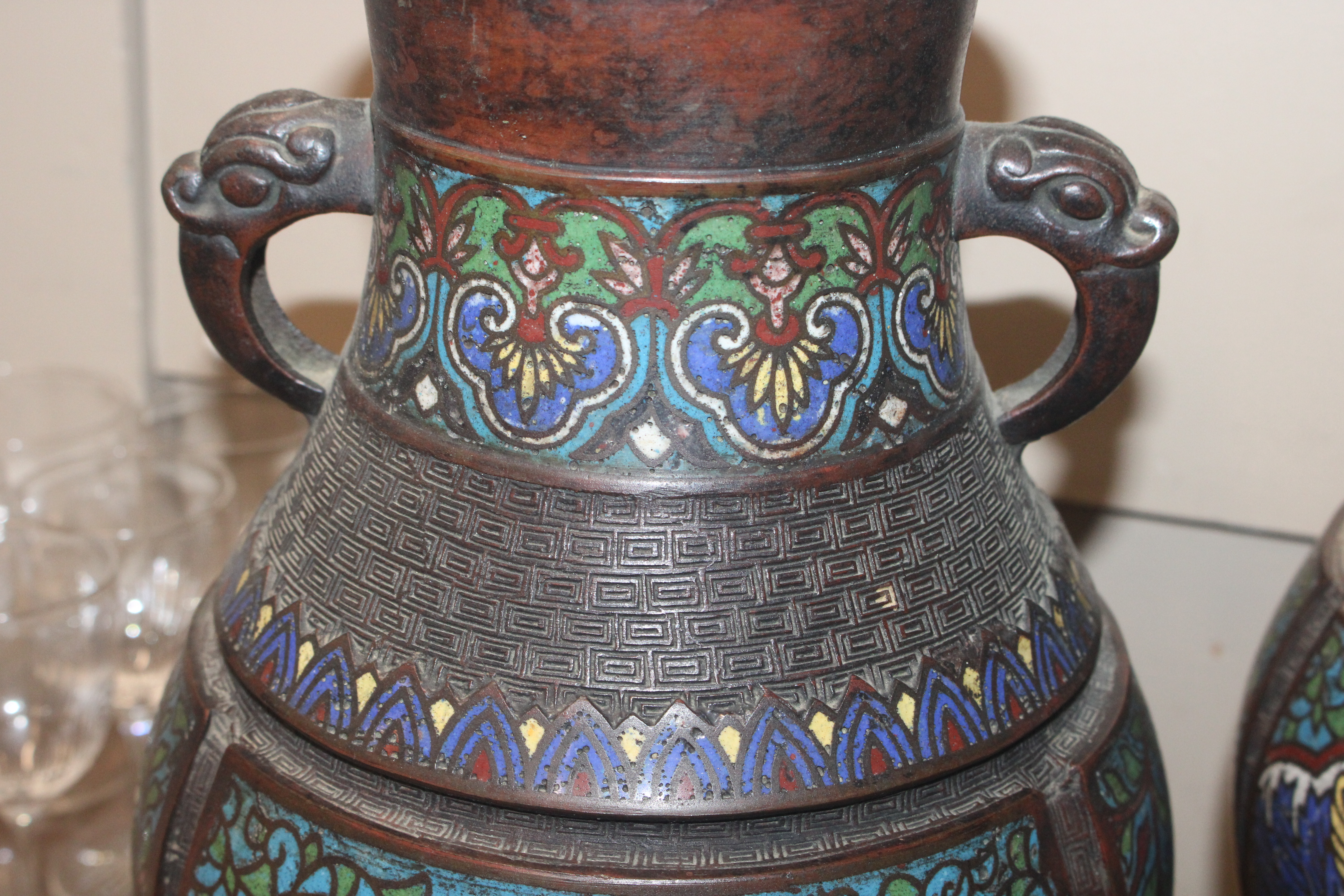 A pair of 19th Century Chinese bronze and cloisonn - Image 6 of 19
