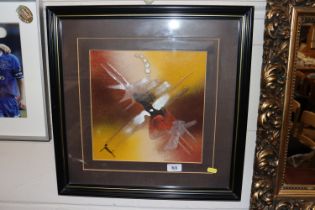 A framed and glazed textured abstract, signed to b