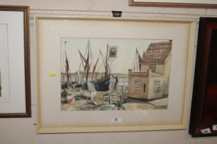 A watercolour of The Butt and Oyster, Pin Mill, by