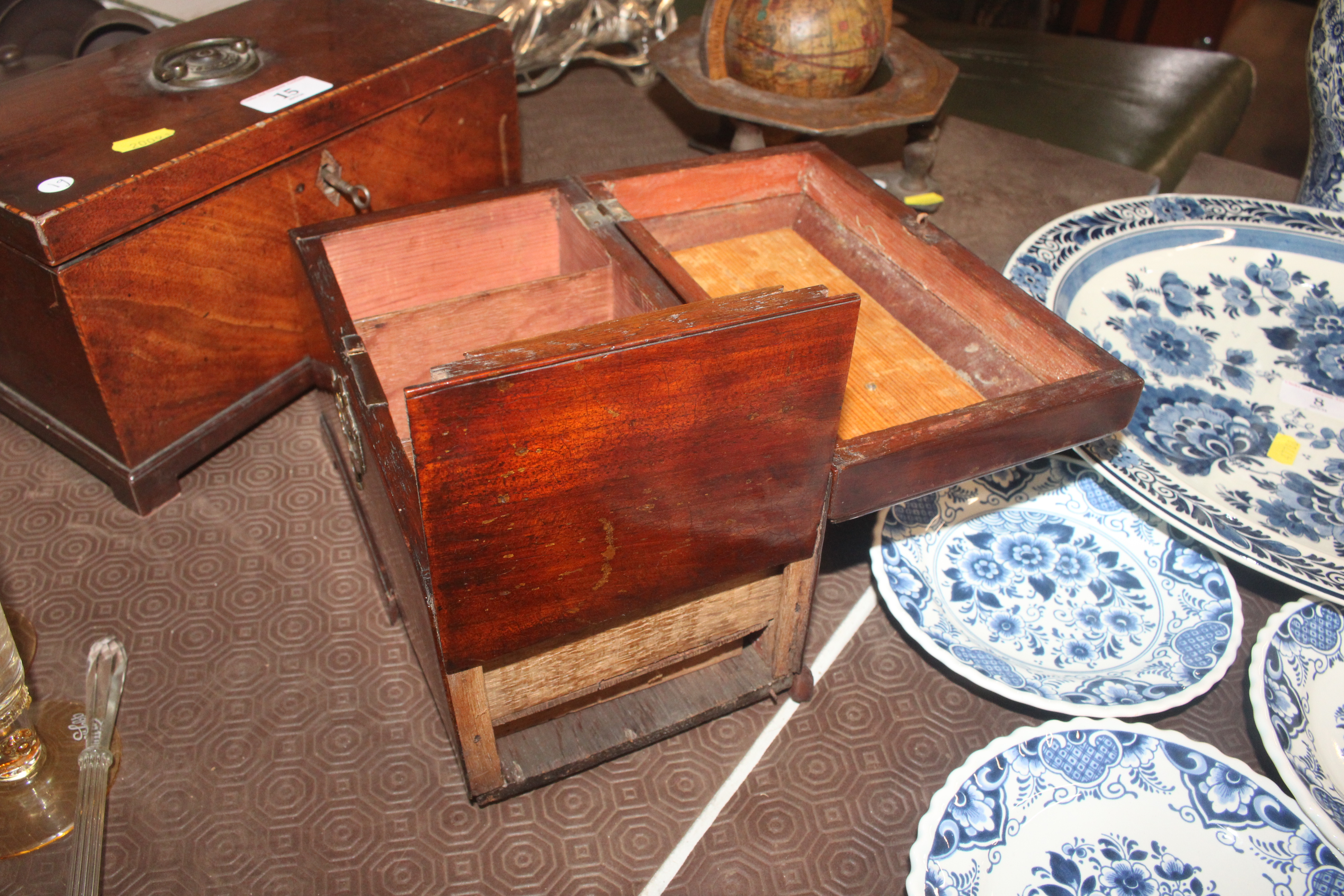 A George III mahogany tea caddy with secret compar - Image 13 of 14