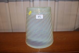 A Vaseline glass lamp shade of tapering form