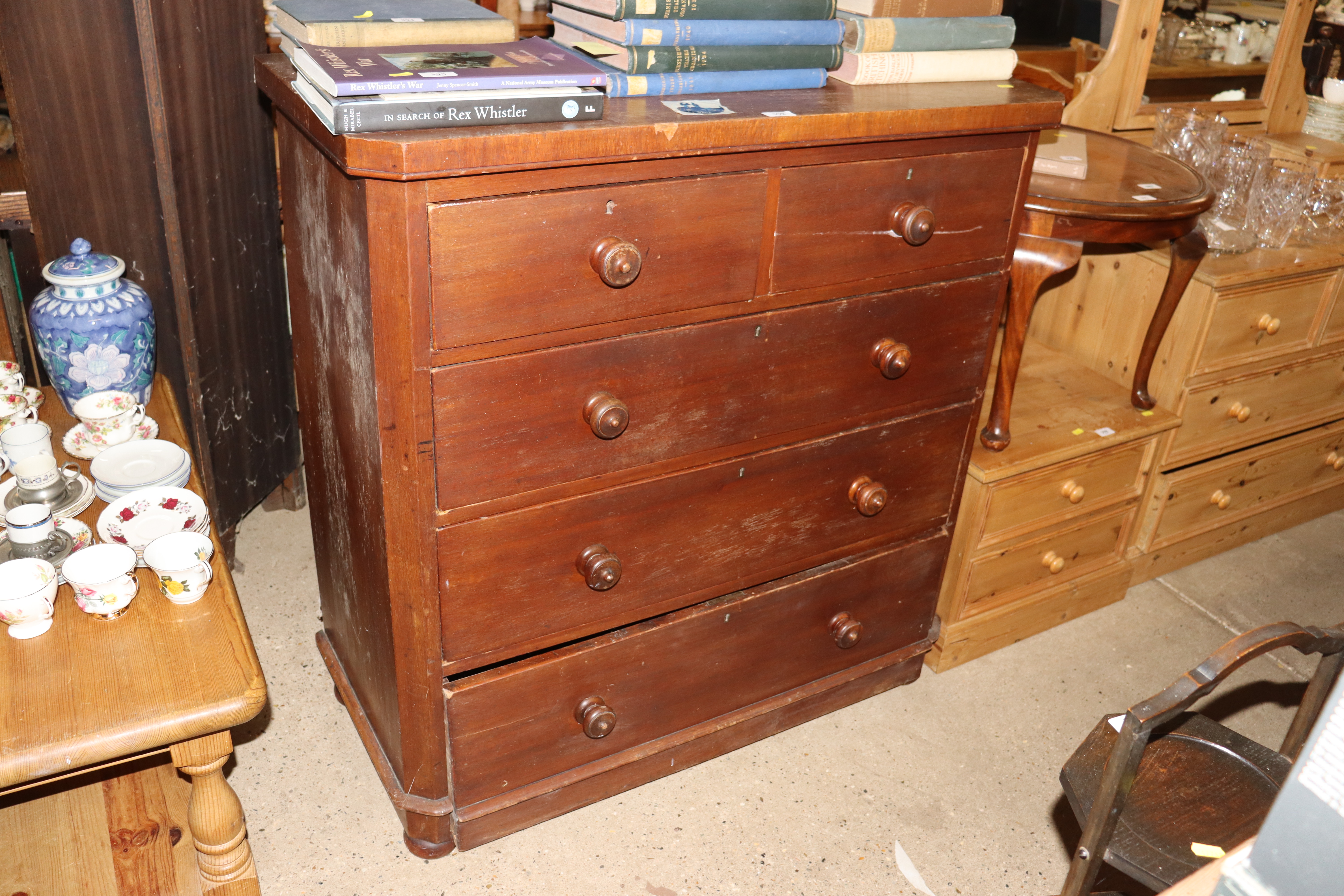 A Victorian mahogany chest fitted two short over t